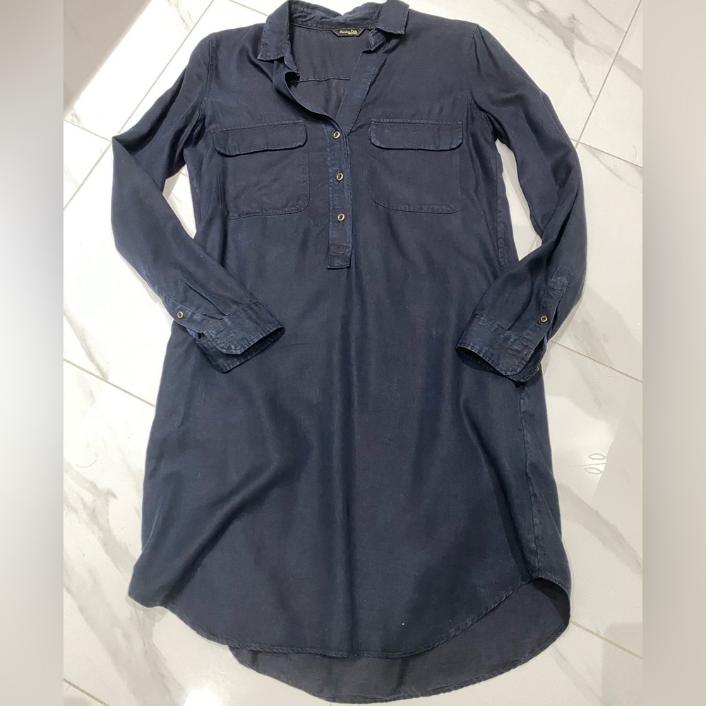 Massimo Dutti Dark Blue Shirt Dress